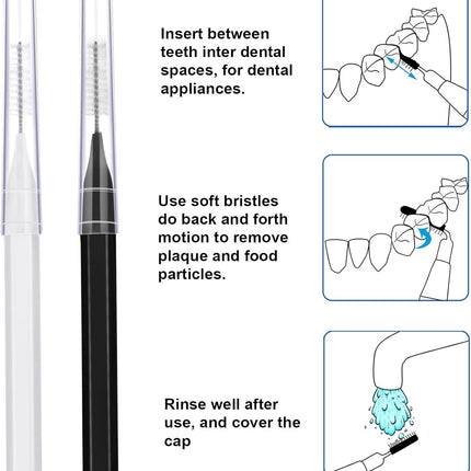100 Pieces Braces Brush for Cleaner Interdental Brush Toothpick Dental Tooth Flossing Head Oral Dental Hygiene Flosser Toothpick Cleaners Tooth Cleaning Tool (Black, White).