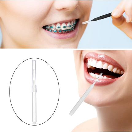 100 Pieces Braces Brush for Cleaner Interdental Brush Toothpick Dental Tooth Flossing Head Oral Dental Hygiene Flosser Toothpick Cleaners Tooth Cleaning Tool (Black, White).