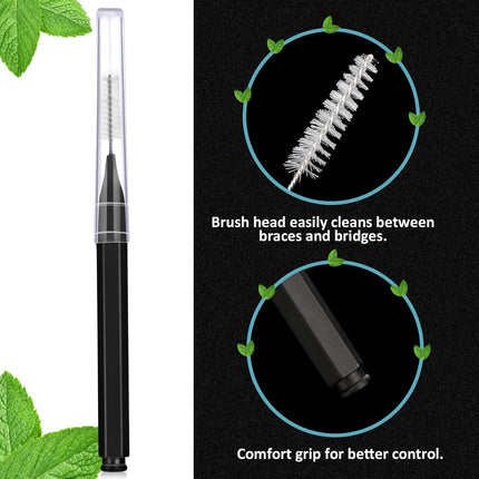 100 Pieces Braces Brush for Cleaner Interdental Brush Toothpick Dental Tooth Flossing Head Oral Dental Hygiene Flosser Toothpick Cleaners Tooth Cleaning Tool (Black, White).