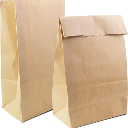50 Pack 12 Lb Brown Paper Lunch Bags, 12.5" x 7" x 4.3" Large Bread Bags Bulk, Heavy Duty kraft Paper Sacks for Grocery Wrapping, Retail Shopping, Bakery, Party Favors.