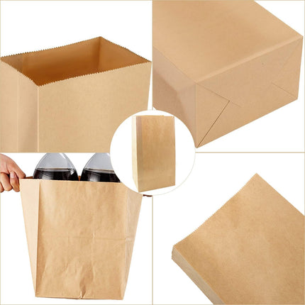 50 Pack 12 Lb Brown Paper Lunch Bags, 12.5" x 7" x 4.3" Large Bread Bags Bulk, Heavy Duty kraft Paper Sacks for Grocery Wrapping, Retail Shopping, Bakery, Party Favors.