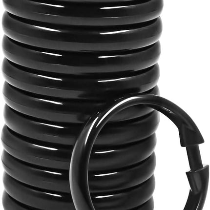 Shower Curtain Rings-12 Pack- Plastic Shower Curtain Hooks O-Shaped Rings Hook Glide Easily on Bathroom Shower Rod(Black).