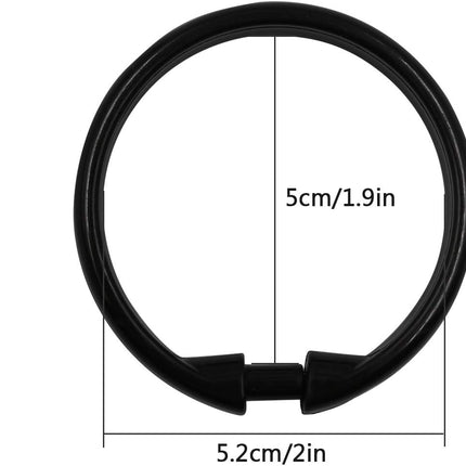 Shower Curtain Rings-12 Pack- Plastic Shower Curtain Hooks O-Shaped Rings Hook Glide Easily on Bathroom Shower Rod(Black).