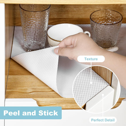 Cabinet Shelf Liner Peel and Stick: Self Adhesive Cabinets Paper - 15.7 in x 12 FT Non-Slip White Drawers Liners - Easy to Cut, Removable,  Cupboard Liner for Pantry Shelves, Countertops.
