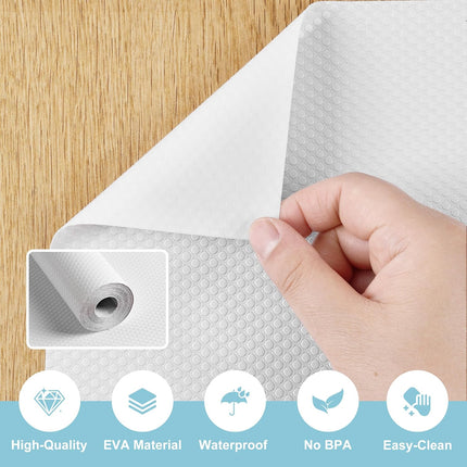 Cabinet Shelf Liner Peel and Stick: Self Adhesive Cabinets Paper - 15.7 in x 12 FT Non-Slip White Drawers Liners - Easy to Cut, Removable,  Cupboard Liner for Pantry Shelves, Countertops.