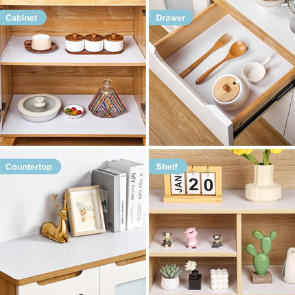 Cabinet Shelf Liner Peel and Stick: Self Adhesive Cabinets Paper - 15.7 in x 12 FT Non-Slip White Drawers Liners - Easy to Cut, Removable,  Cupboard Liner for Pantry Shelves, Countertops.