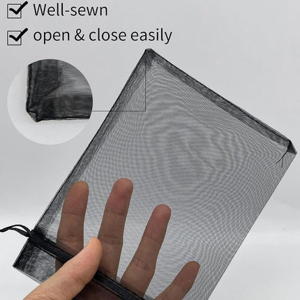 100PCS Sheer Organza Bag 5''X7'' Black Mesh Bags Drawstring Gift Bag Small for Jewelry Goodie Candy Wedding Party Favor Pouch Bags (Black).