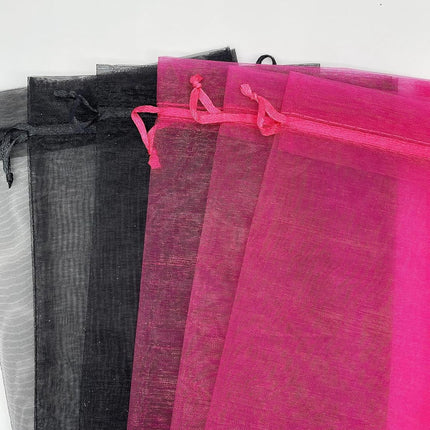 100PCS Sheer Organza Bag 5''X7'' Black Mesh Bags Drawstring Gift Bag Small for Jewelry Goodie Candy Wedding Party Favor Pouch Bags (Black).