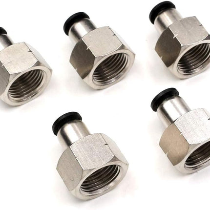 3/8 NPT Air Lines Fittings 1/4 OD Tubing Push Connect Air Fittings Quick Connect Tube Fittings Push in Connectors Fittings Air Hose Fittings Pneumatic Fittings Push Lock Fittings PCF 5Packs.