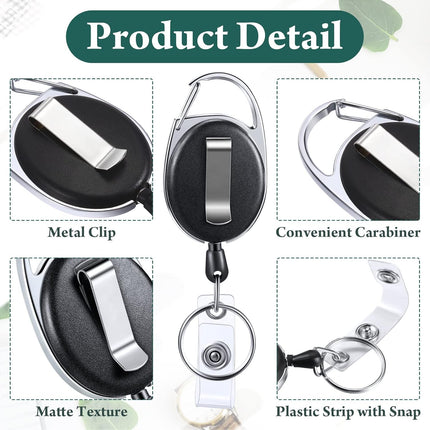 50 Pcs Heavy Duty Retractable Badge Reels Batch ID Badge Holder Retractable Clip Bulk Key Holder with Ring for Office Worker Employee, Doctor Nurse Gifts (Black).