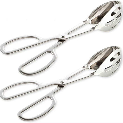 2-PACK Serving Tongs for Cooking Buffet Party Catering, Thickening Food Serving Cake Bread Kitchen Salad Tongs, Stainless Steel.