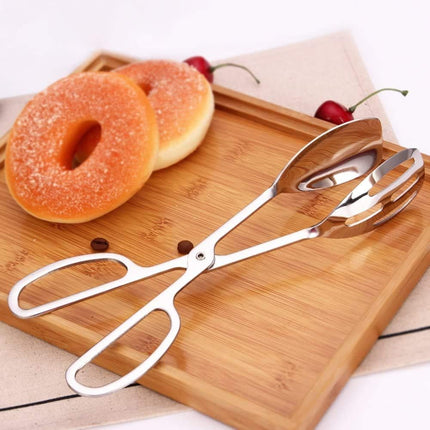 2-PACK Serving Tongs for Cooking Buffet Party Catering, Thickening Food Serving Cake Bread Kitchen Salad Tongs, Stainless Steel.