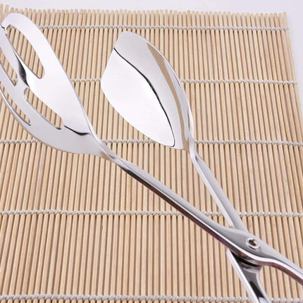 2-PACK Serving Tongs for Cooking Buffet Party Catering, Thickening Food Serving Cake Bread Kitchen Salad Tongs, Stainless Steel.