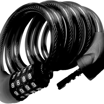 Bike Cable Lock 6FT Long, 4 Digit Resettable Combination Lock, Heavy Duty Steel Cable with Waterproof Vinyl Coating Anti Theft Security Lock for Road Bike E-Bike Scooter Fence Gate Toolbox.
