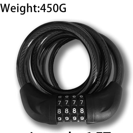 Bike Cable Lock 6FT Long, 4 Digit Resettable Combination Lock, Heavy Duty Steel Cable with Waterproof Vinyl Coating Anti Theft Security Lock for Road Bike E-Bike Scooter Fence Gate Toolbox.