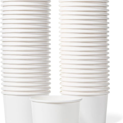 Paper Ice Cream Cups - 50-Count 9-Oz Disposable Dessert Bowls for Hot or Cold Food, 9-Ounce Party Supplies Treat Cups for Sundae, Frozen Yogurt, Soup, White.