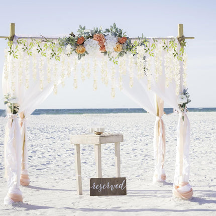 12Pack Wisteria Hanging Artificial Flowers 3.6ft Wisteria Silk Flowers Garland Fake Bushy Vine Faux Ratta String for Wedding Arch Party Garden Greenery Home Wall Backdrop Decor (Milk White).