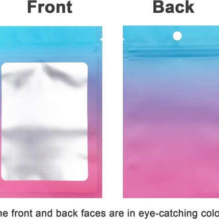 100 Pcs Resealable Mylar Bags, Gradient Color Food Storage Bags, Zip Bag Foil Bags Packaging Pouch for Food Storage, Sample, Small Business (Blue Pink, 4 X 6 Inch).