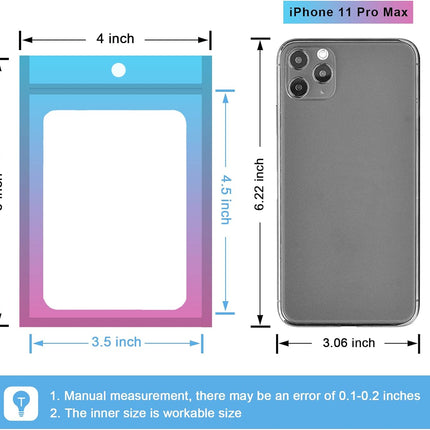 100 Pcs Resealable Mylar Bags, Gradient Color Food Storage Bags, Zip Bag Foil Bags Packaging Pouch for Food Storage, Sample, Small Business (Blue Pink, 4 X 6 Inch).