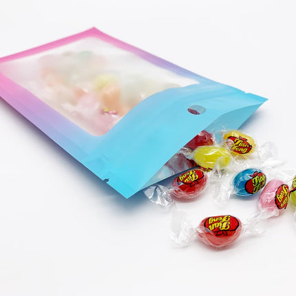 100 Pcs Resealable Mylar Bags, Gradient Color Food Storage Bags, Zip Bag Foil Bags Packaging Pouch for Food Storage, Sample, Small Business (Blue Pink, 4 X 6 Inch).