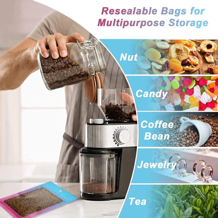 100 Pcs Resealable Mylar Bags, Gradient Color Food Storage Bags, Zip Bag Foil Bags Packaging Pouch for Food Storage, Sample, Small Business (Blue Pink, 4 X 6 Inch).