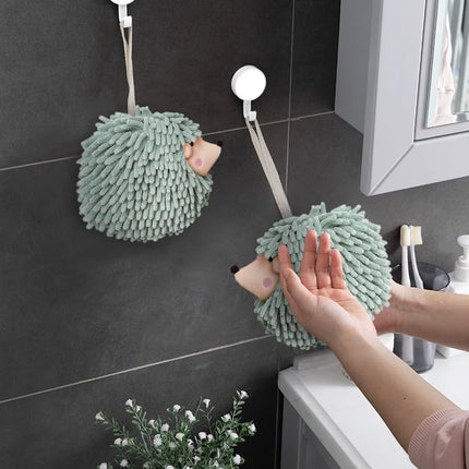 Fuzzy Ball Hand Towels (Set of 2) - Dry Your Hands conveniently with This Creative Hand Towel Hedgehog Decorative Towels for Bathroom (Pack of 2, Mint).