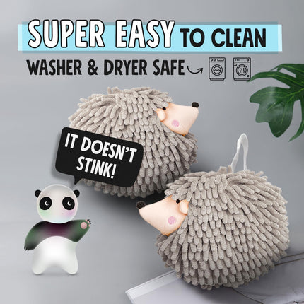 Fuzzy Ball Hand Towels (Set of 2) - Dry Your Hands conveniently with This Creative Hand Towel Hedgehog Decorative Towels for Bathroom (Pack of 2, Mint).