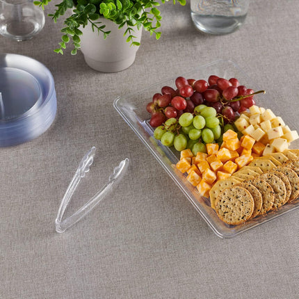 [Clear Tongs 7.5'' Inches]  7.5'' Serving Tongs Heavy Duty Reusable Kitchen and BBQ Clear Serving Tong for party's, Caterings, Events, Buffet, Weddings, And every Day use Pack of 12.