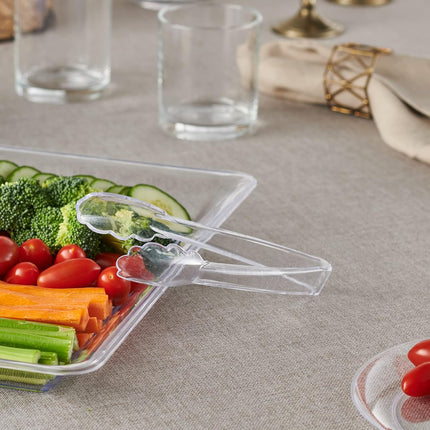[Clear Tongs 7.5'' Inches]  7.5'' Serving Tongs Heavy Duty Reusable Kitchen and BBQ Clear Serving Tong for party's, Caterings, Events, Buffet, Weddings, And every Day use Pack of 12.