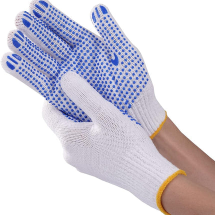 12Pairs Grip Safety Work Gloves Anti-slip Dots Bulk Gloves Moist Cotton Knit Gloves for Garage Warehouse Construction.