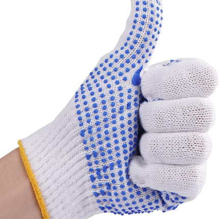 12Pairs Grip Safety Work Gloves Anti-slip Dots Bulk Gloves Moist Cotton Knit Gloves for Garage Warehouse Construction.