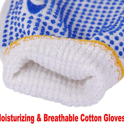 12Pairs Grip Safety Work Gloves Anti-slip Dots Bulk Gloves Moist Cotton Knit Gloves for Garage Warehouse Construction.