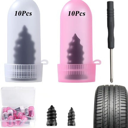 Tire Repair Rubber Nail Kit, Premium Spiral Screw-in Tire Plugs with 2 Sizes, Emergency Roadside Flat Tire Fix Tool for Car Truck Motorcycle Tractor ATV SUV - Fast Self Service Repair 20 PCS.