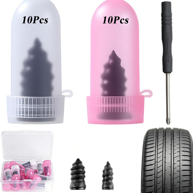Tire Repair Rubber Nail Kit, Premium Spiral Screw-in Tire Plugs with 2 Sizes, Emergency Roadside Flat Tire Fix Tool for Car Truck Motorcycle Tractor ATV SUV - Fast Self Service Repair 20 PCS.