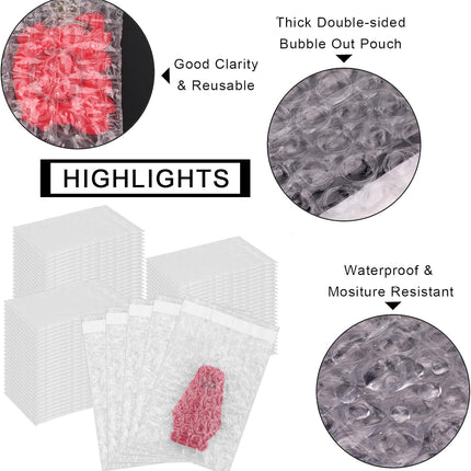 100Pack Small Bubble Out Bag Pouches 3.15" x 4" Self-Seal Bubble Pouches Bags, Double Walled Bubble Cushioning Bags, Self-Sealing Protective Wrap Cushioning Bags for Shipping, Packing, Moving.