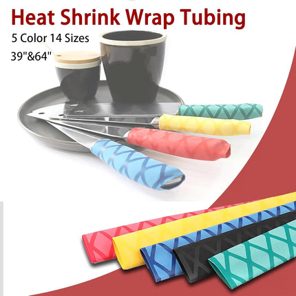 X-Tube Heat Shrink Wrap Tubing 39"&64" Lengths for Rod Grips-5 Color 14 Sizes.