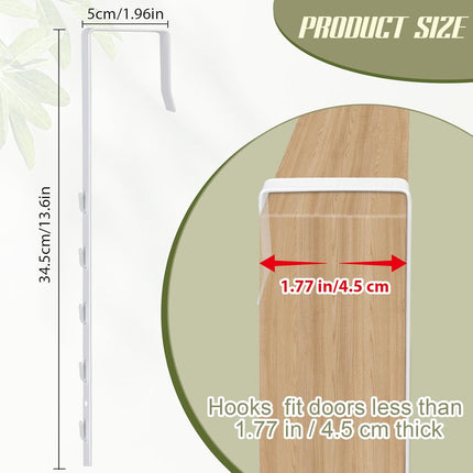 Over-The-Door Mirror Hanger, Adjustable 13.6 in Door Mirrors Hanger with Protective Lining, Prevent Scratches, 2 Pcs Mirrors Brackets Perfect Height and Fit (Mirror Not Included) - White.