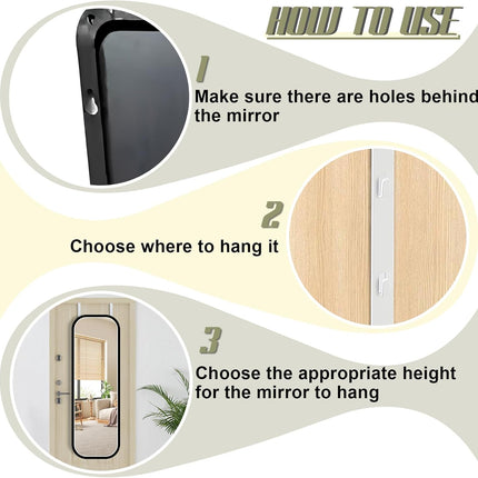Over-The-Door Mirror Hanger, Adjustable 13.6 in Door Mirrors Hanger with Protective Lining, Prevent Scratches, 2 Pcs Mirrors Brackets Perfect Height and Fit (Mirror Not Included) - White.