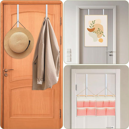 Over-The-Door Mirror Hanger, Adjustable 13.6 in Door Mirrors Hanger with Protective Lining, Prevent Scratches, 2 Pcs Mirrors Brackets Perfect Height and Fit (Mirror Not Included) - White.