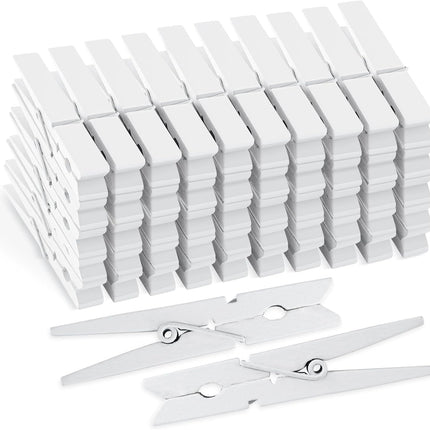 50Pcs White Wooden Clothespins, 2.9 inch Clothes Pins for Crafts, Natural Laundry Hanging Clips, DIY Cheer Pin.