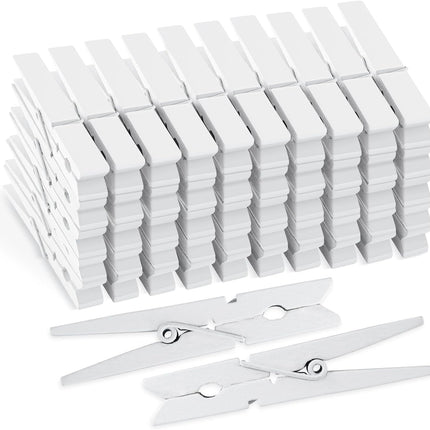 50Pcs White Wooden Clothespins, 2.9 inch Clothes Pins for Crafts, Natural Laundry Hanging Clips, DIY Cheer Pin.