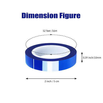 2 Rolls 10mm x16m(52FT) Blue Heat Tape High Temperature Heat Resistant Tape Heat Transfer Tape for Heat Sublimation Press Vinyl,No Residue.