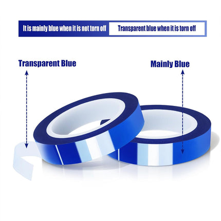 2 Rolls 10mm x16m(52FT) Blue Heat Tape High Temperature Heat Resistant Tape Heat Transfer Tape for Heat Sublimation Press Vinyl,No Residue.