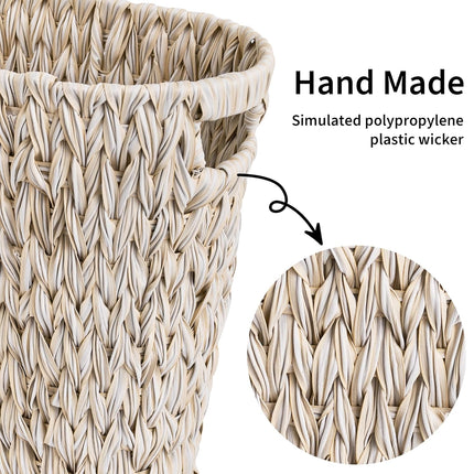 Wicker Trash Can, Waterproof Bathroom Trash Can, Wicker Waste Basket for Bathroom, Decorative Boho Waste Basket for Bedroom, Office, 19 Liters/5 Gallons.