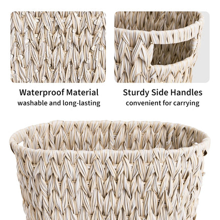 Wicker Trash Can, Waterproof Bathroom Trash Can, Wicker Waste Basket for Bathroom, Decorative Boho Waste Basket for Bedroom, Office, 19 Liters/5 Gallons.