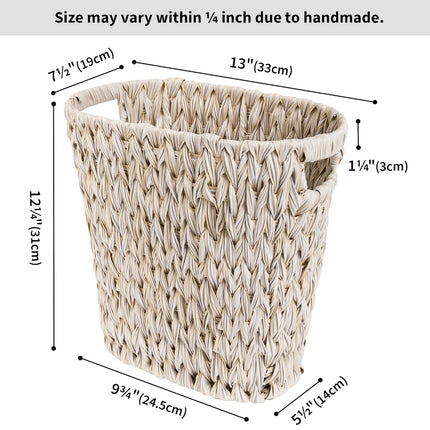 Wicker Trash Can, Waterproof Bathroom Trash Can, Wicker Waste Basket for Bathroom, Decorative Boho Waste Basket for Bedroom, Office, 19 Liters/5 Gallons.