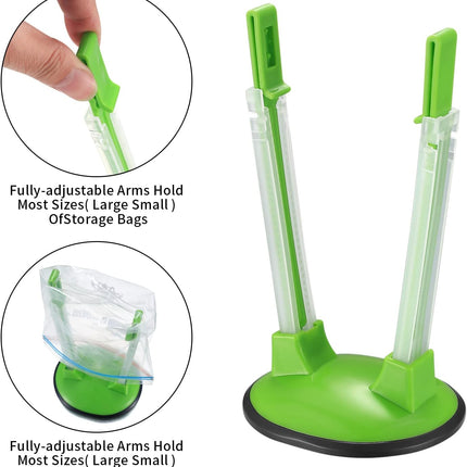 2 Pcs Baggy Rack, Freezer Bag Holder Stand, Adjustable Food Storage Holders, Plastic Food Prep Bag/Zip Lock Bag Holder Stand, for Meal Prep Bag, Kitchen Gadget.