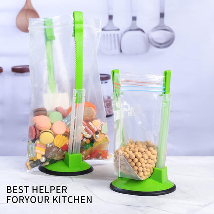 2 Pcs Baggy Rack, Freezer Bag Holder Stand, Adjustable Food Storage Holders, Plastic Food Prep Bag/Zip Lock Bag Holder Stand, for Meal Prep Bag, Kitchen Gadget.