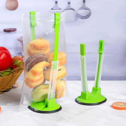 2 Pcs Baggy Rack, Freezer Bag Holder Stand, Adjustable Food Storage Holders, Plastic Food Prep Bag/Zip Lock Bag Holder Stand, for Meal Prep Bag, Kitchen Gadget.