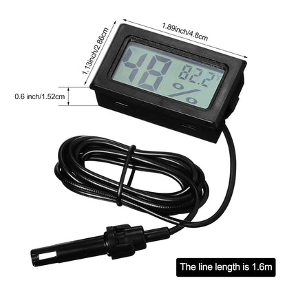 Mini Digital Temperature Humidity Meters Gauge with Probe Gauge LCD Fahrenheit Display Thermometer Hygrometer for Incubator Reptile Plant Greenhouse Chicken Coop Garden(Black, 3 Pieces).